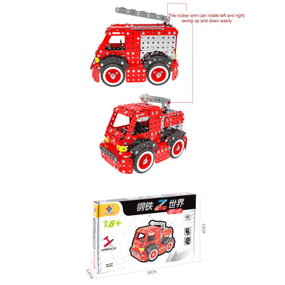 1375Pcs DIY Metal Assembly Toy Fire Engine Model Fire truck combination