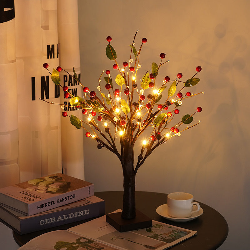 Christmas Home Decoration Red Fruit Tree Lights