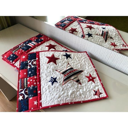 Patriotic Star CLA120324187 Quilted Placemats