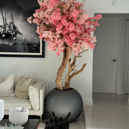 Most popular matte gun metal globe with custom made two tone made cherry blossom tree