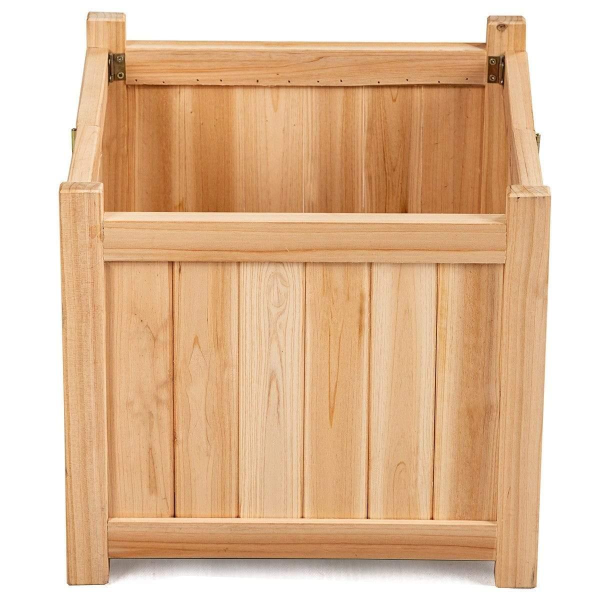 Folding Raised Garden Bed Square Wood Planter Box