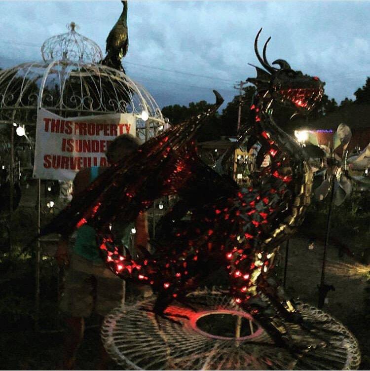 4.75 ft. Tall Large Iron Sentry Dragon Statue