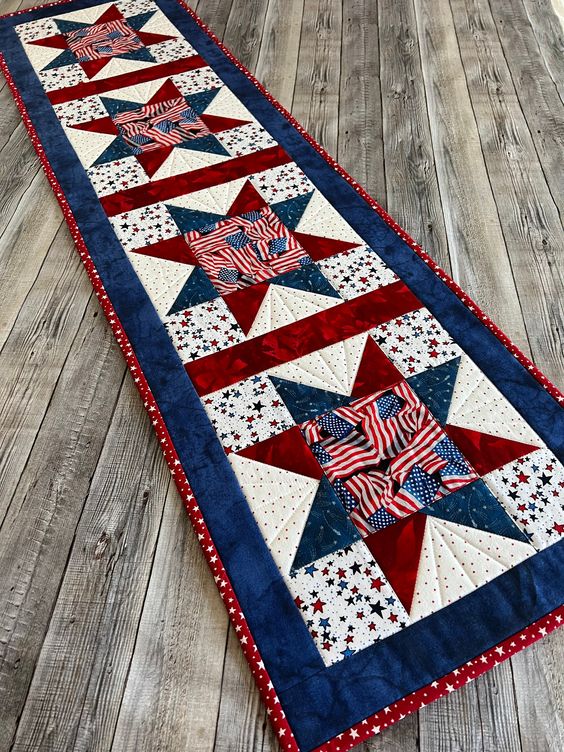 Patriotic Star CLA130324183 Quilted Table Runner