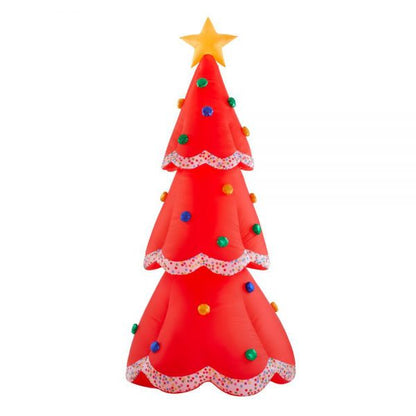 Christmas-12 5 ft inflatable fuzzy plush red christmas tree