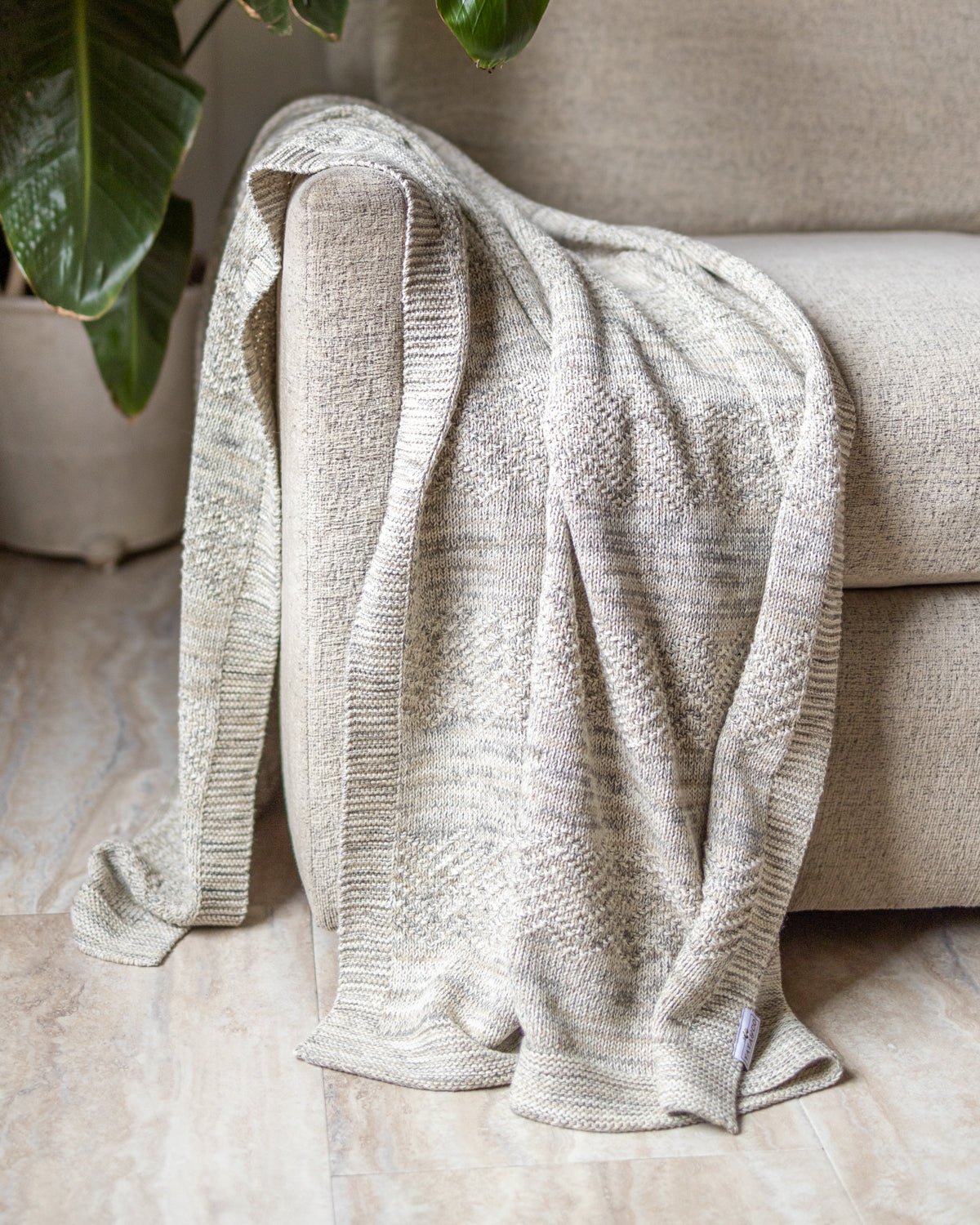 Cappucine Organic Cotton Knit Throw Blanket