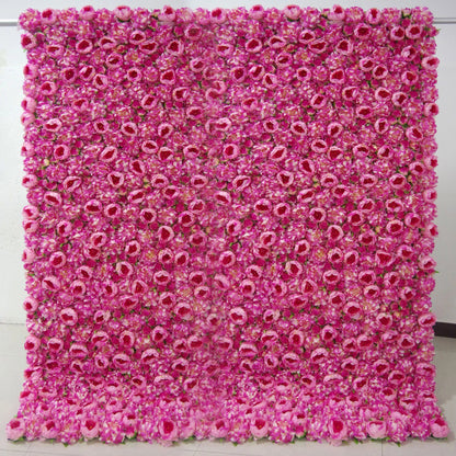 Roll Up Fabric Artificial Pansy Purple and Muted Pink Flower Wall Wedding Backdrop, Floral Party Decor, Event Photography-VF-065