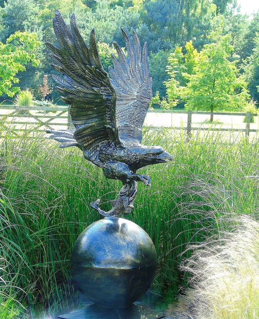 Golden Eagle on Sphere  Bronze Metal Garden Statue