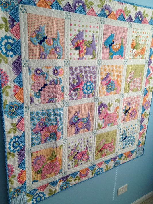 Flower Scottie CLA05012334 Quilt Blanket