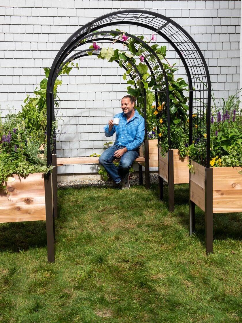 2' x 4' Arch Trellis with Planter Boxes