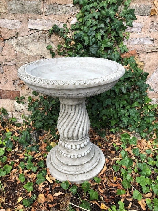 Stunning Stone Twist Base Design Garden Bird Bath