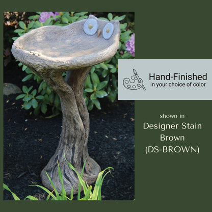 Owl 1-Piece Concrete Bird Bath