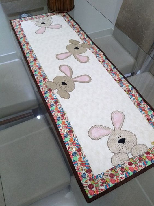 Bunny Easter CLA130324112 Quilted Table Runner