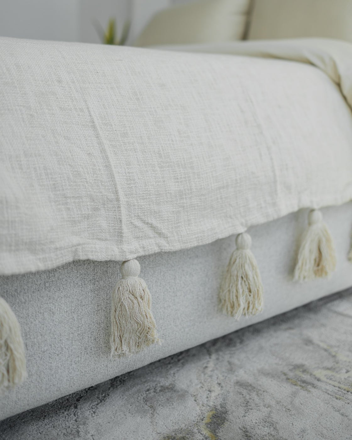 Chloe Organic Cotton Tassel Bed Throw Blanket