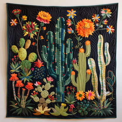 Splendor Colorful Cacti Quilted Blanket NCU0PD014