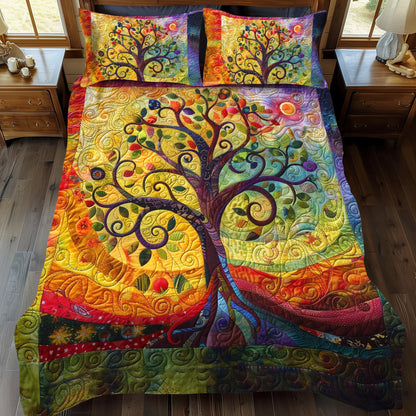 Colorburst Tree of Life 3-Piece Quilted Bedding Set NCU0PD043