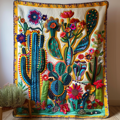 Lush Cacti Fantasy Quilted Blanket NCU0PD160