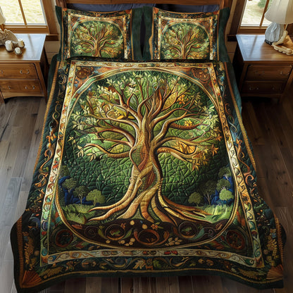 Vibrant Tree of Life 3-Piece Quilted Bedding Set NCU0PD044