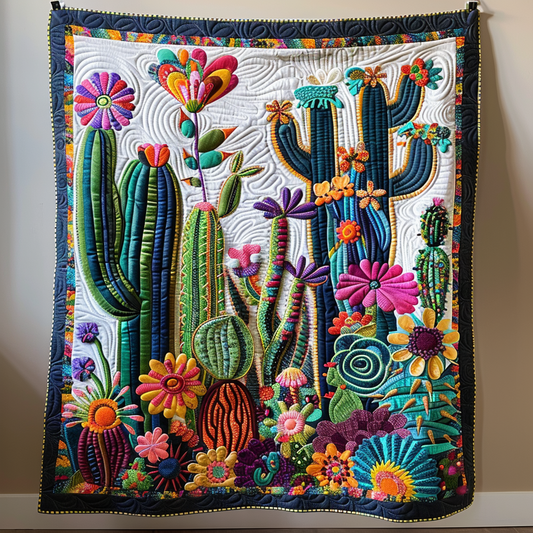 Flowering Cactus Quilted Blanket NCU0PD153