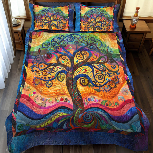 Tree of Life Patterned 3-Piece Quilted Bedding Set NCU0PD042