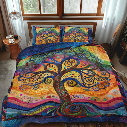 Tree of Life Patterned 3-Piece Quilted Bedding Set NCU0PD042