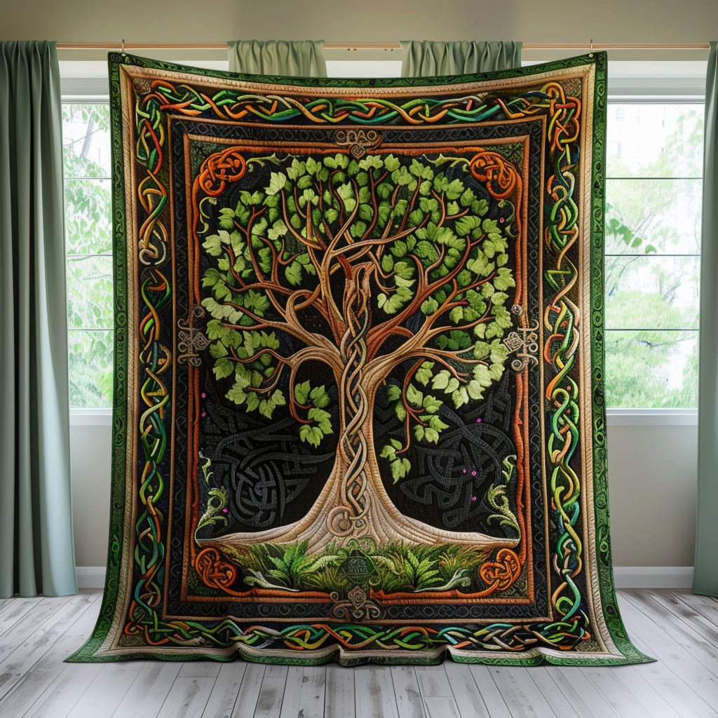 Celtic Tree of Life Art Quilted Blanket NCU0PD037