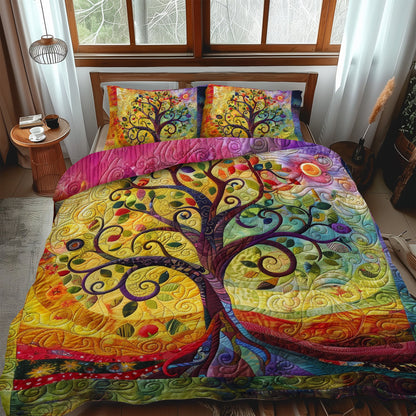 Colorburst Tree of Life 3-Piece Quilted Bedding Set NCU0PD043