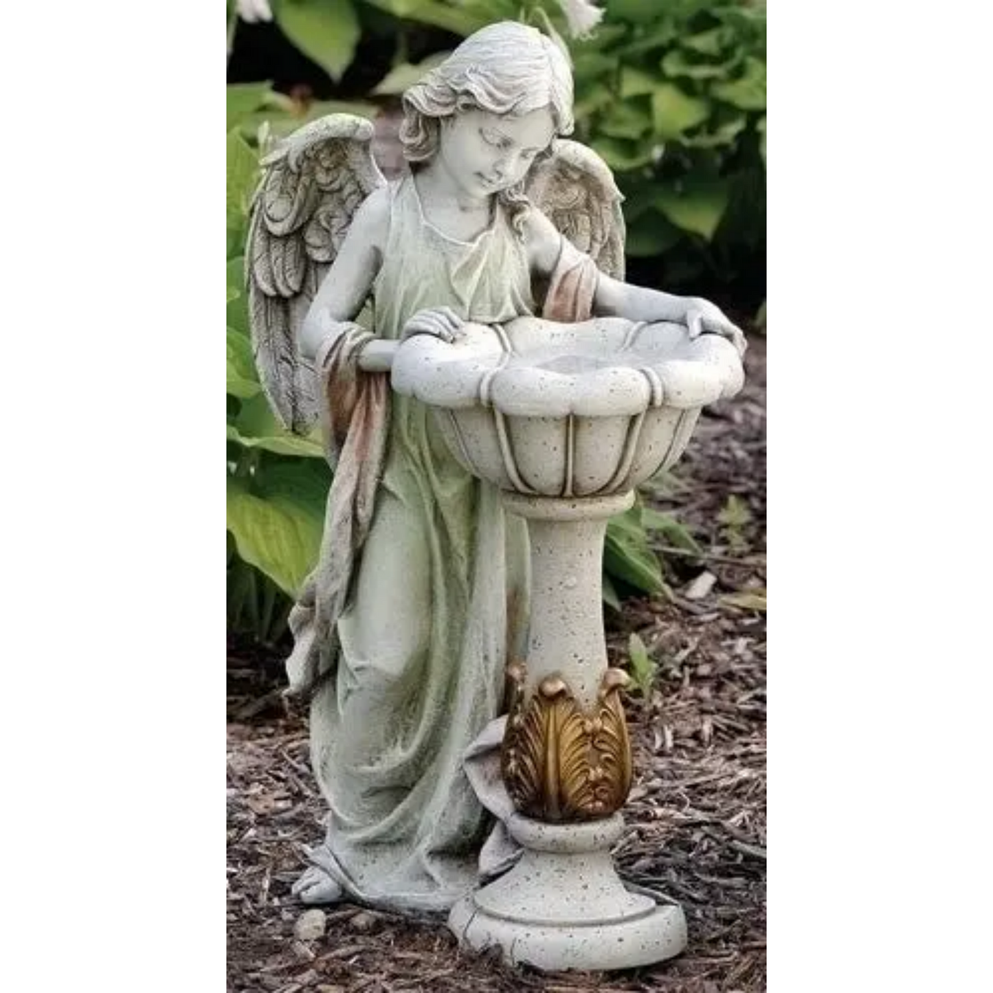 Girl Angel With Solar Bird Bath Garden Or Patio Decor