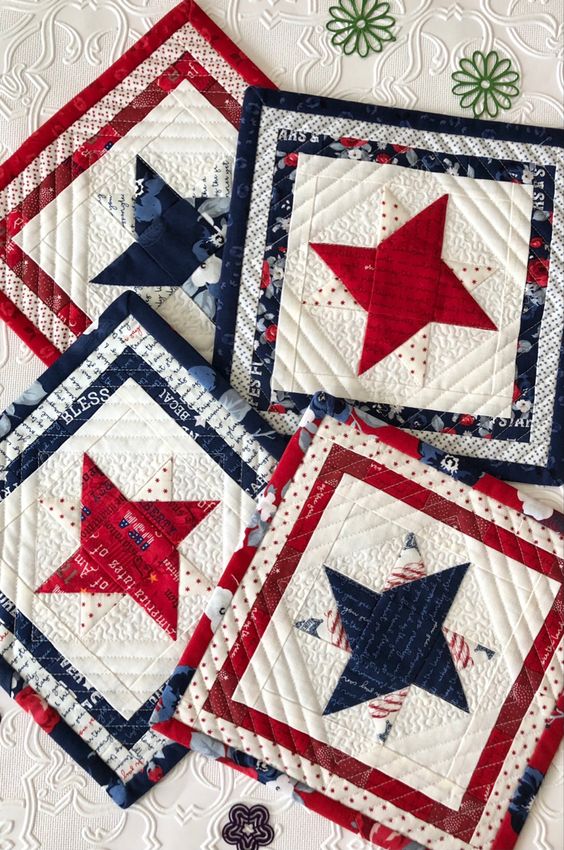 Patriotic Star CLA120324085 Quilted Placemats