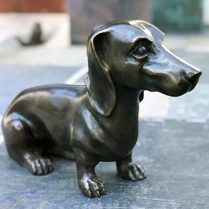 Dachshund Dog Natural Bronze Garden Ornament