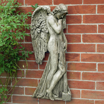 Religious Angel Stone Garden Wall Art Plaque