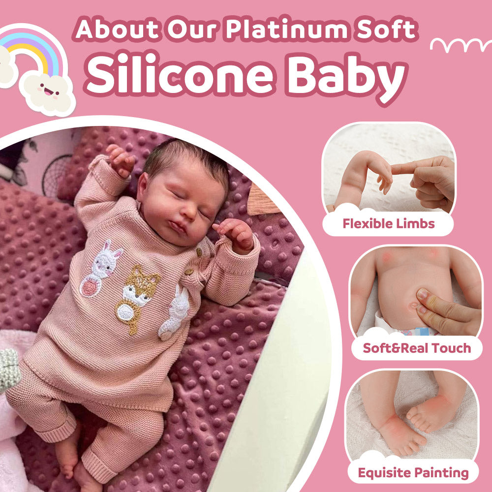 12"&16" Fully Squishy Baby Girl Lesley, Lifelike & Realistic Handmade Soft Silicone Baby Doll By Dollreborns