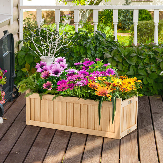 Outdoor Wooden Planter Box Folding Raised Garden Plant Container w/Drainage Hole