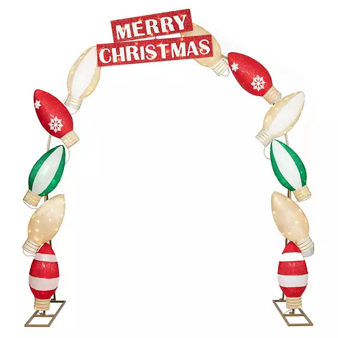 8' Pre-Lit Stacked Ornament Arch