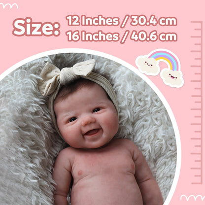 12"&16" 100% Soft Flexible Silicone Reborn Baby Doll Girl Lamatu with Flexible Limbs & Soft Touch Body