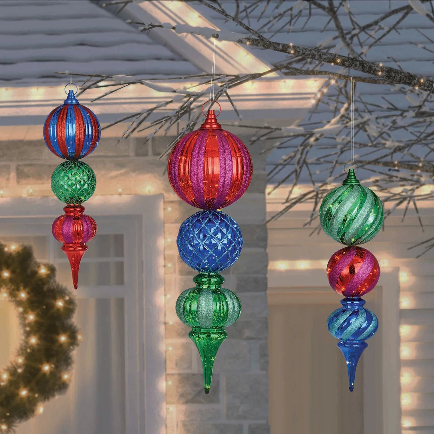 Set of 3 Jumbo Ornaments/Lawn Stakes - Multicolor