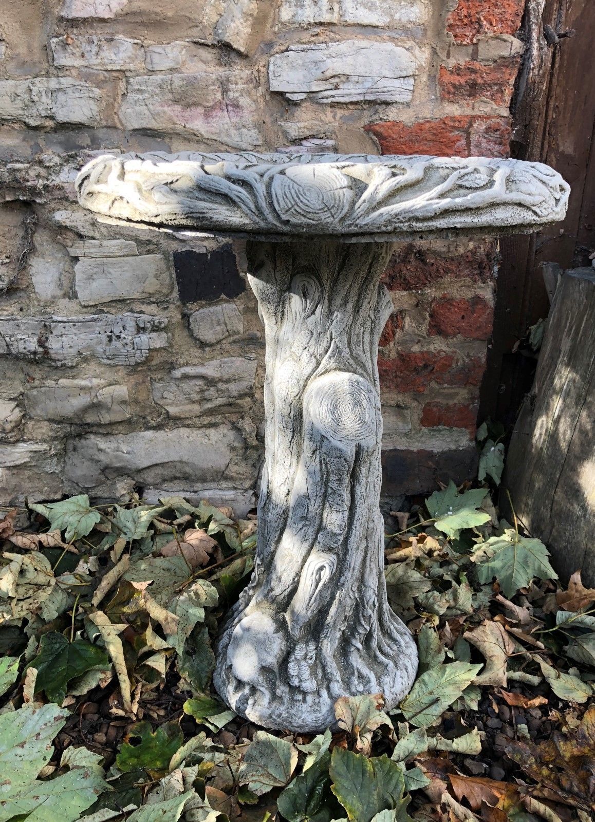 Stunning Stone Tree Trunk Design Garden Bird Bath