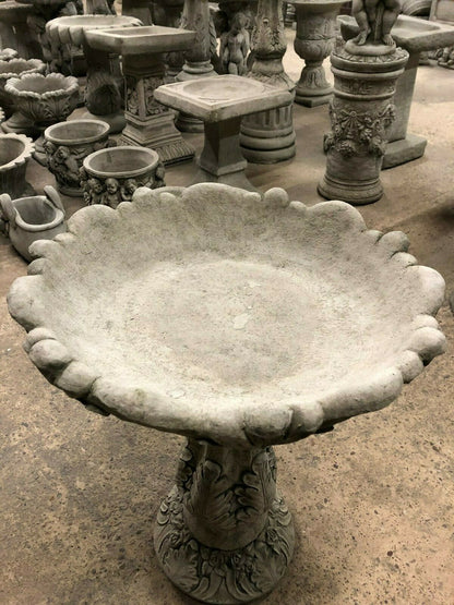 Stunning Stone Leafy Design Garden Bird Bath