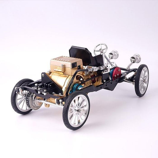 Retro-styled Metal Single Cylinder Engine Car Vehicle Assembly Model Toy for Adult