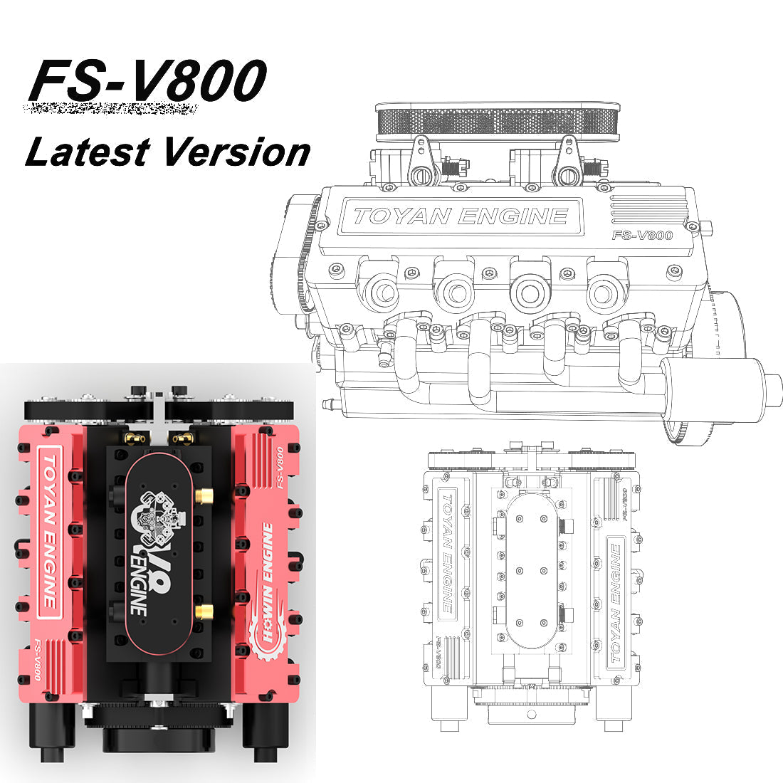 V8 Engine FS-V800 28cc Engine Model Kit