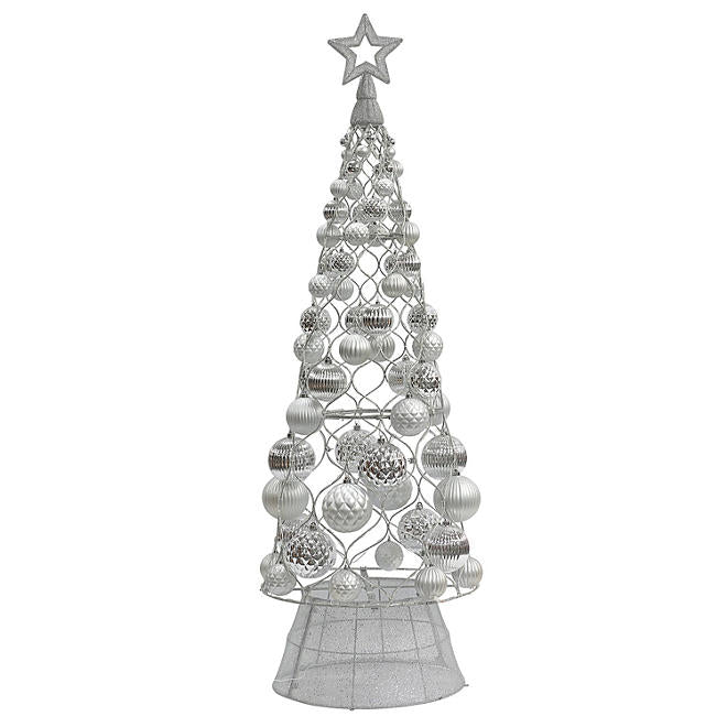 Pre-Lit Tree with Ornaments -silver