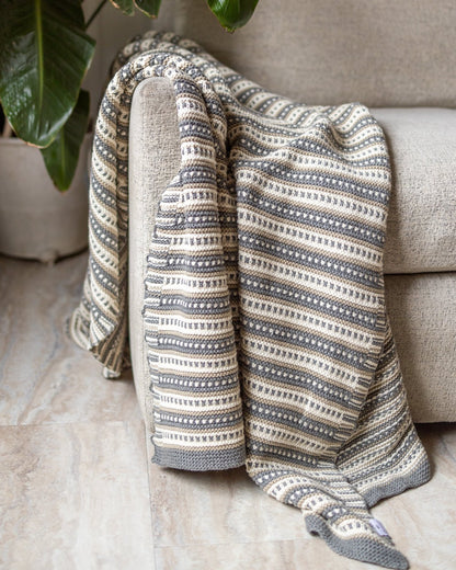 Della Organic Cotton Striped Knit Throw Blanket