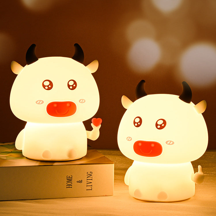 Cow Night Light LED Squishy Silicone Tap Lamp Best Gift for Baby and Girl