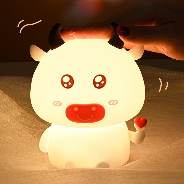 Cow Night Light LED Squishy Silicone Tap Lamp Best Gift for Baby and Girl