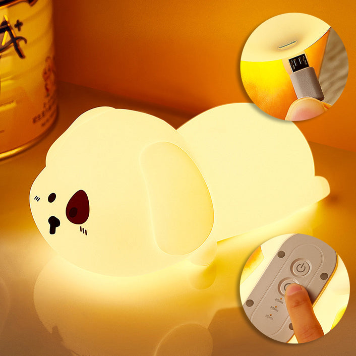 Adorable Puppy Night Light LED Squishy Silicone Tap Lamp Best Gift for Baby and Girl