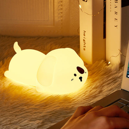 Adorable Puppy Night Light LED Squishy Silicone Tap Lamp Best Gift for Baby and Girl