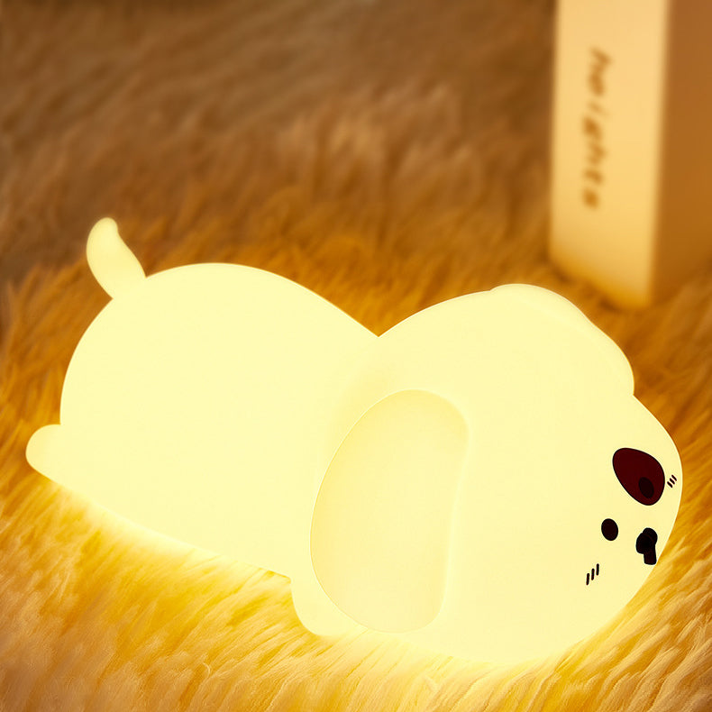 Adorable Puppy Night Light LED Squishy Silicone Tap Lamp Best Gift for Baby and Girl