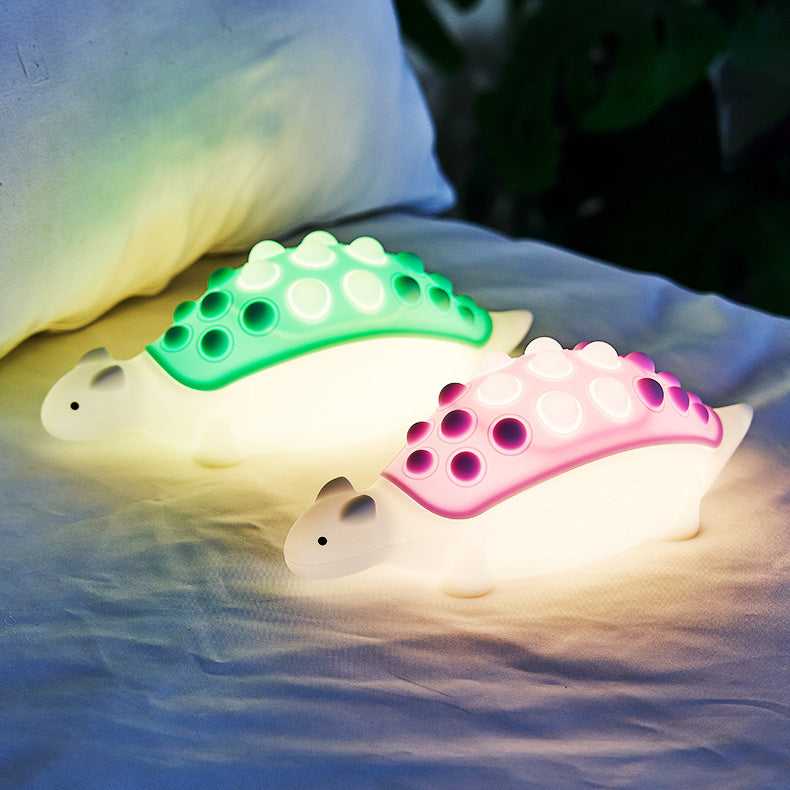 Squishy Silicone Dinosaur Pop-it LED Night Light - Perfect Gift for Kids and Girls