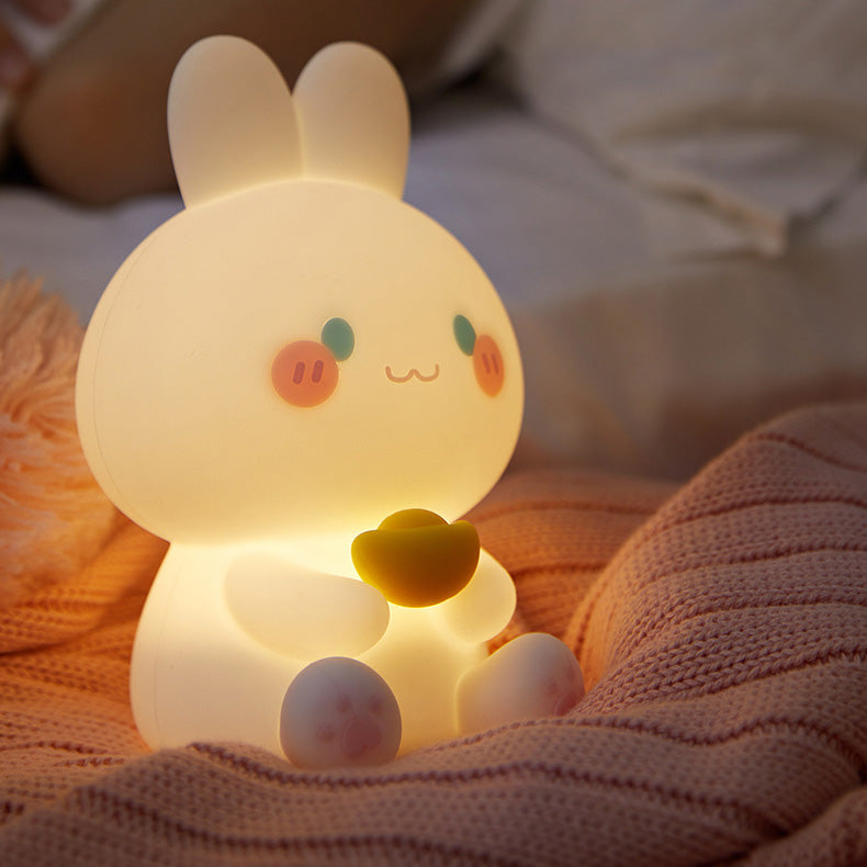 Squishy Silicone Rich Bunny LED Night Light - Perfect Gift for Kids and Girls