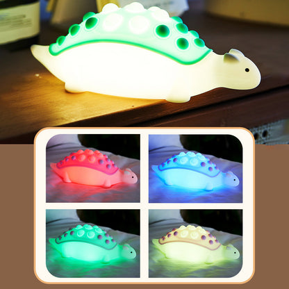 Squishy Silicone Dinosaur Pop-it LED Night Light - Perfect Gift for Kids and Girls