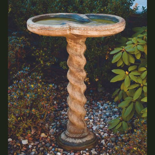 Spiral 1-Piece Concrete Bird Bath